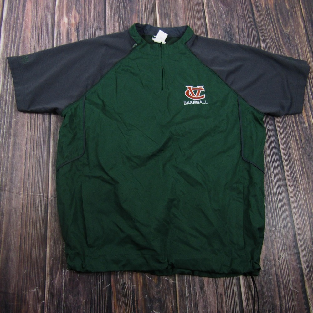 Rawlings Jacket‎ Mens L Green Short Sleeve 1/4 Zip Baseball Windbreaker Pullover